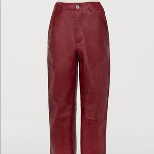 GIAMBATTISTA VALLI x H&M Red Leather Pants Size 10